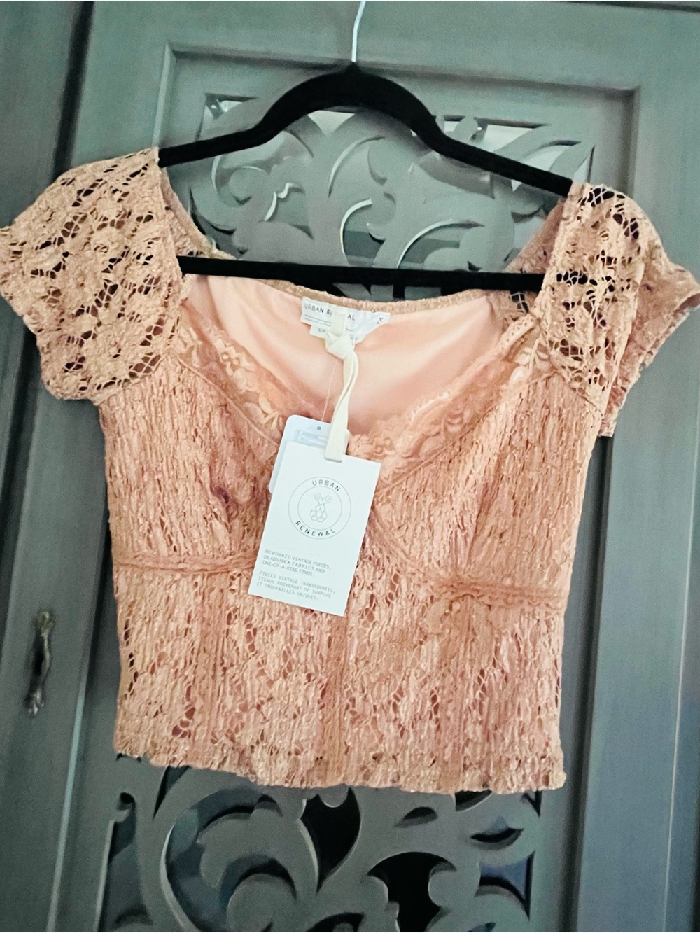 NWT Urban Renewal pink/rose lace crop top S